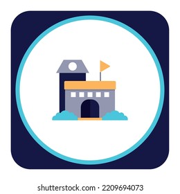 vector image, education icon with white background with blue borders.