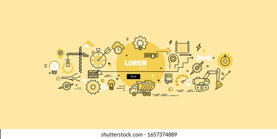 Vector image. Education website homepage. Polytechnical Institute. Stylized pictures denoting technology, science, discoveries, education.