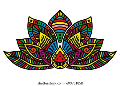 Vector image of egyptian lotus flower on white background.