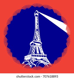 Vector image of the Eiffel Tower in the colors of the national flag