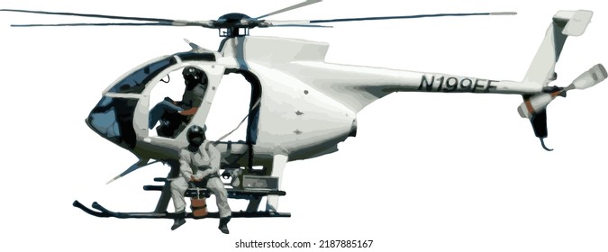 Vector Image Of Electrical Maintenance Workers In A Helicopter 