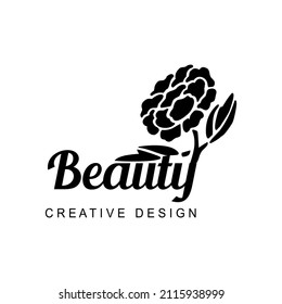 Vector image of elegant BEAUTY flower and text, perfect for beauty house logos.