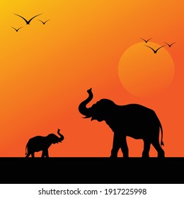 Vector image of an elephant design on background, Vector elephant Icon for your design.