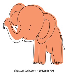 Imagen vectorial con un elefante al estilo doodle. Elefante para colorear.