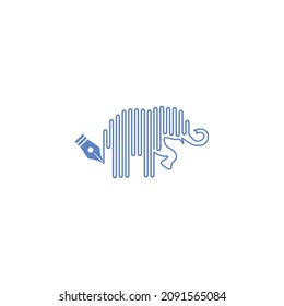 Vector is an image of a elephant. Outlines and flat lines are drawn with a pen.