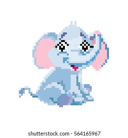 vector image of an elephant pixel art
