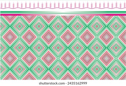Vector image embroidery style, abstract ethnic ikat chevron pattern background, carpet, wallpaper, clothes, wrapping, batik, fabric