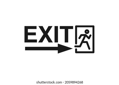 Vector image for Emergency exit icon. Exit sign illustration isolated on white background. Exit way sign for people. Warning sign board. Fit for template a signboard or sticker in public places