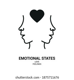 Imagen vectorial. Icono de estados emocionales. Imagen de amor.