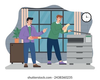 vector image of employees make copies of documents
