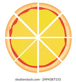 Imagen de Vector de pizza vacía hecha de masa. Concepto de comida rápida. Elemento para su diseño. Ingrediente para cocinar.