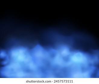 Vector image with an empty space for your text: a magical blue fog effect that creates a cloudy haze with light standing out against a black background.