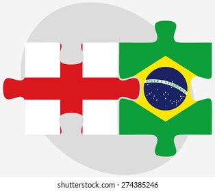 Vector Image - England and Brazil Flags in puzzle isolated on white background