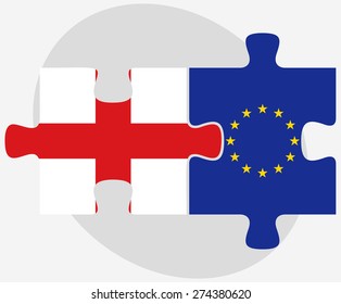 Vector Image - England and European Union Flags in puzzle isolated on white background

