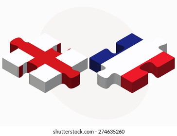 Vector Image - England and France Flags in puzzle isolated on white background

