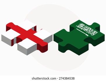 Vector Image - England and Saudi Arabia Flags in puzzle isolated on white background
