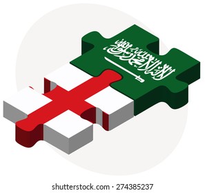 Vector Image - England and Saudi Arabia Flags in puzzle isolated on white background
