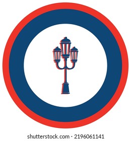 vector image, english city icon with white background and with blue and red border.