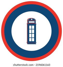 vector image, english city icon with white background and with blue and red border.