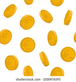Vector image of Euro coins falling down, seamless illustration