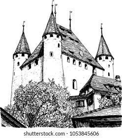 vector image of a European castle