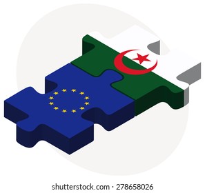 Vector Image - European Union and Algeria Flags in puzzle  isolated on white background 