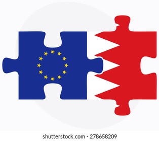 Vector Image - European Union and Bahrain Flags in puzzle  isolated on white background 