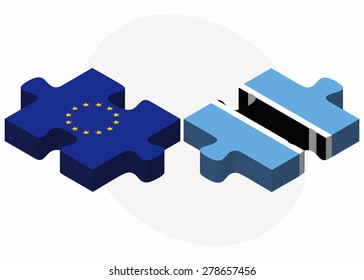 Vector Image - European Union and Botswana Flags in puzzle  isolated on white background 