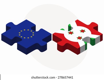 Vector Image - European Union and Burundi Flags in puzzle  isolated on white background 