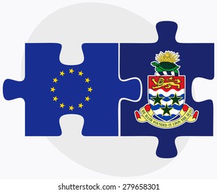 Vector Image - European Union and Cayman Islands Flags in puzzle isolated on white background 