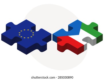 Vector Image - European Union and Equatorial Guinea Flags in puzzle isolated on white background