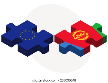 Vector Image - European Union and Eritrea Flags in puzzle isolated on white background