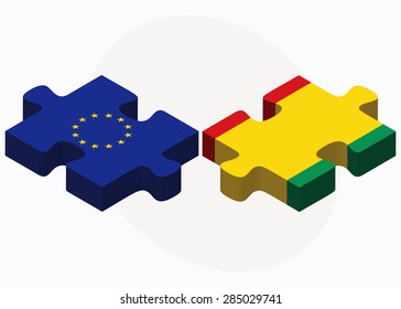 Vector Image - European Union and Guinea Flags in puzzle isolated on white background
