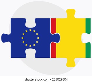 Vector Image - European Union and Guinea Flags in puzzle isolated on white background