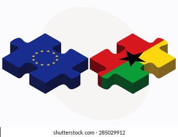 Vector Image - European Union and Guyana Flags in puzzle isolated on white background