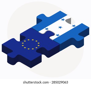 Vector Image - European Union and Honduras Flags in puzzle isolated on white background