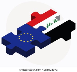 Vector Image - European Union and Iraq Flags in puzzle isolated on white background
