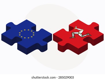Vector Image - European Union and Isle of Man Flags in puzzle isolated on white background
