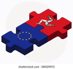 Vector Image - European Union and Isle of Man Flags in puzzle isolated on white background
