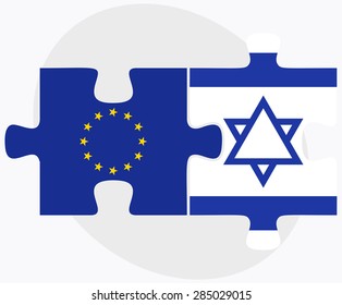 Vector Image - European Union and Israel Flags in puzzle isolated on white background
