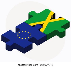 Vector Image - European Union and Jamaica Flags in puzzle isolated on white background
