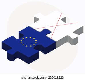 Vector Image - European Union and Jersey Flags in puzzle isolated on white background
