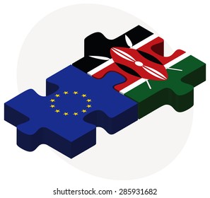 Vector Image - European Union and Kenya Flags in puzzle isolated on white background 