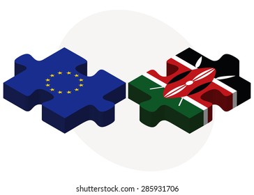 Vector Image - European Union and Kenya Flags in puzzle isolated on white background 