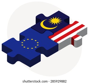 Vector Image -  European Union and Malaysia Flags in puzzle isolated on white background

