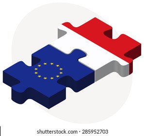 Vector Image - European Union and Malta Flags in puzzle isolated on white background
