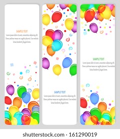 vector image of event banners with colorful balloons