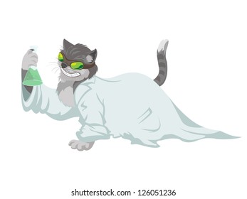 Vector image of evil genius scientist cat