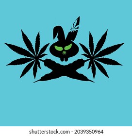 Vector Image Of An Evil Rabbit Logo And Cannabis