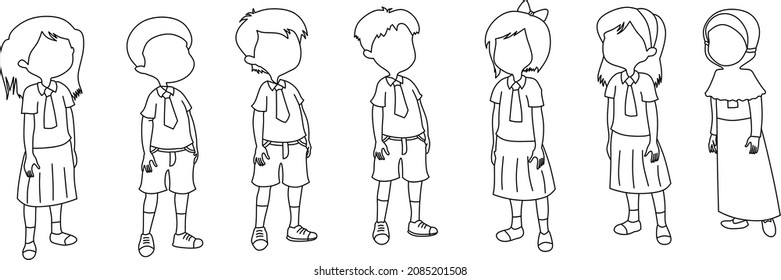 vector image of an expressionless child.